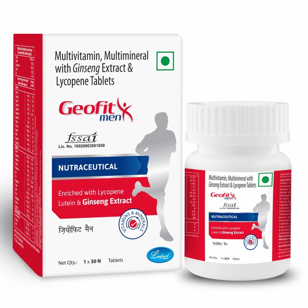 Geofit Multivitamin Tablets Pack of 2 (60 Tablets) For Men with Vitamin C, E, and A, Protein,Ginseng Extract Helps in Maintain Body Weight, Immune System & Healthy Skin