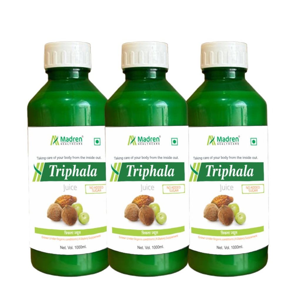 Madren Healthcare Ayurvedic Triphala Juice, 1 Litre (Pack of 3) | Digestion, Immunity & Hair - Vegetarian, Zero Added Sugar | Amla, Baheda and Haritaki