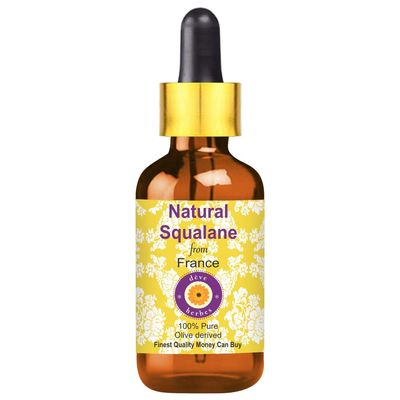 Deve Herbes Natural Squalane Oil (derived from Olives) with Glass Dropper | Infused | Pure | Non-Sticky | Lightweight | For Skin & Hair | Natural | For Men & Women | All Skin Types | 15ml
