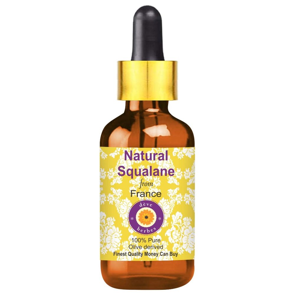 Deve Herbes Natural Squalane Oil (derived from Olives) with Glass Dropper | Infused | Pure | Non-Sticky | Lightweight | For Skin & Hair | Natural | For Men & Women | All Skin Types | 15ml