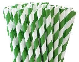 Esstraw - Printed Paper Drinking Straw - Green Stripe