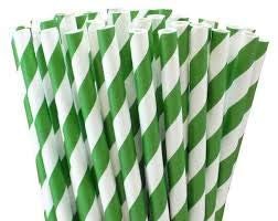 Esstraw - Printed Paper Drinking Straw - Green Stripe