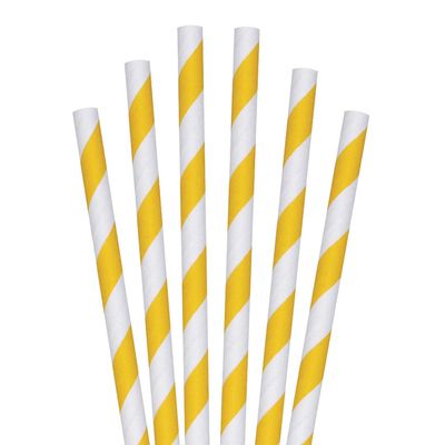 Esstraw - Printed Paper Drinking Straw - Yellow Stripe