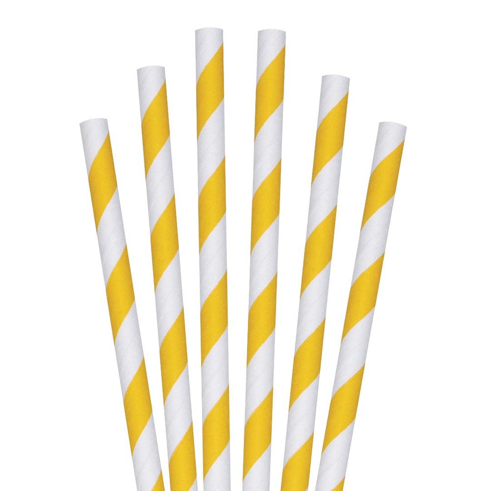 Esstraw - Printed Paper Drinking Straw - Yellow Stripe