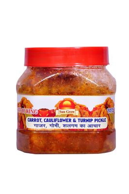 SUN GROW Food Gobhi Gajar Shalgam Khatta Meetha Achar Punjabi Style - Cauliflower Carrot Turnip Sweet and Sour Pickle- 500gm