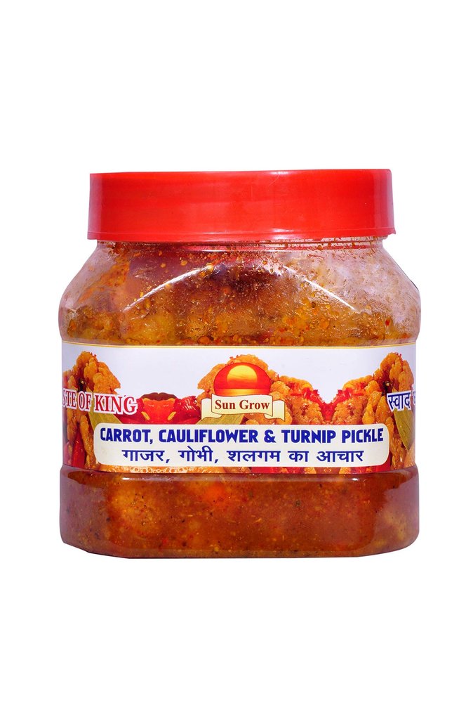 SUN GROW Food Gobhi Gajar Shalgam Khatta Meetha Achar Punjabi Style - Cauliflower Carrot Turnip Sweet and Sour Pickle- 500gm