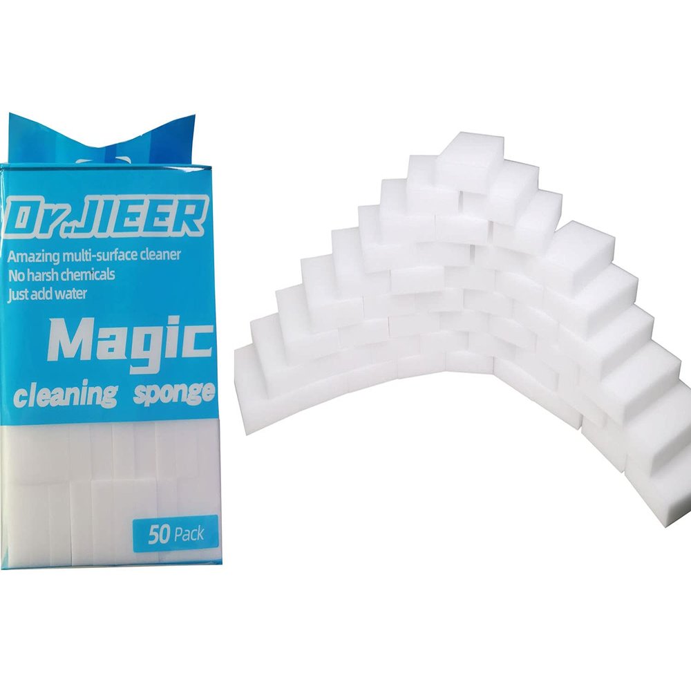 Dr.JIEER Magic Sponge Magic Eraser - Extra Powerful Cleaner - 2 x Stronger - Pack of 50 - Concentrated Cleaning Power - White - 10 x 6 x 2 cm
