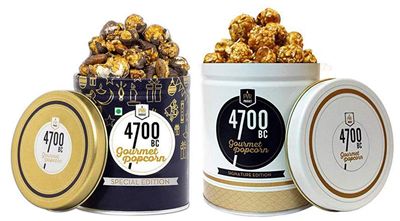 4700 BC Nutty Tuxedo Chocolate Popcorn and Himalayan Salt Caramel Popcorn, 675g