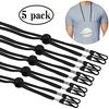 5PCS Adjustable Length Face Mask Lanyard for Adult Kids, Reusable Washable Mask Holder Hanger Extender with Safety Breakaway Clasp, Ear Pressure Relief for School Outdoor Sport, Black view 3