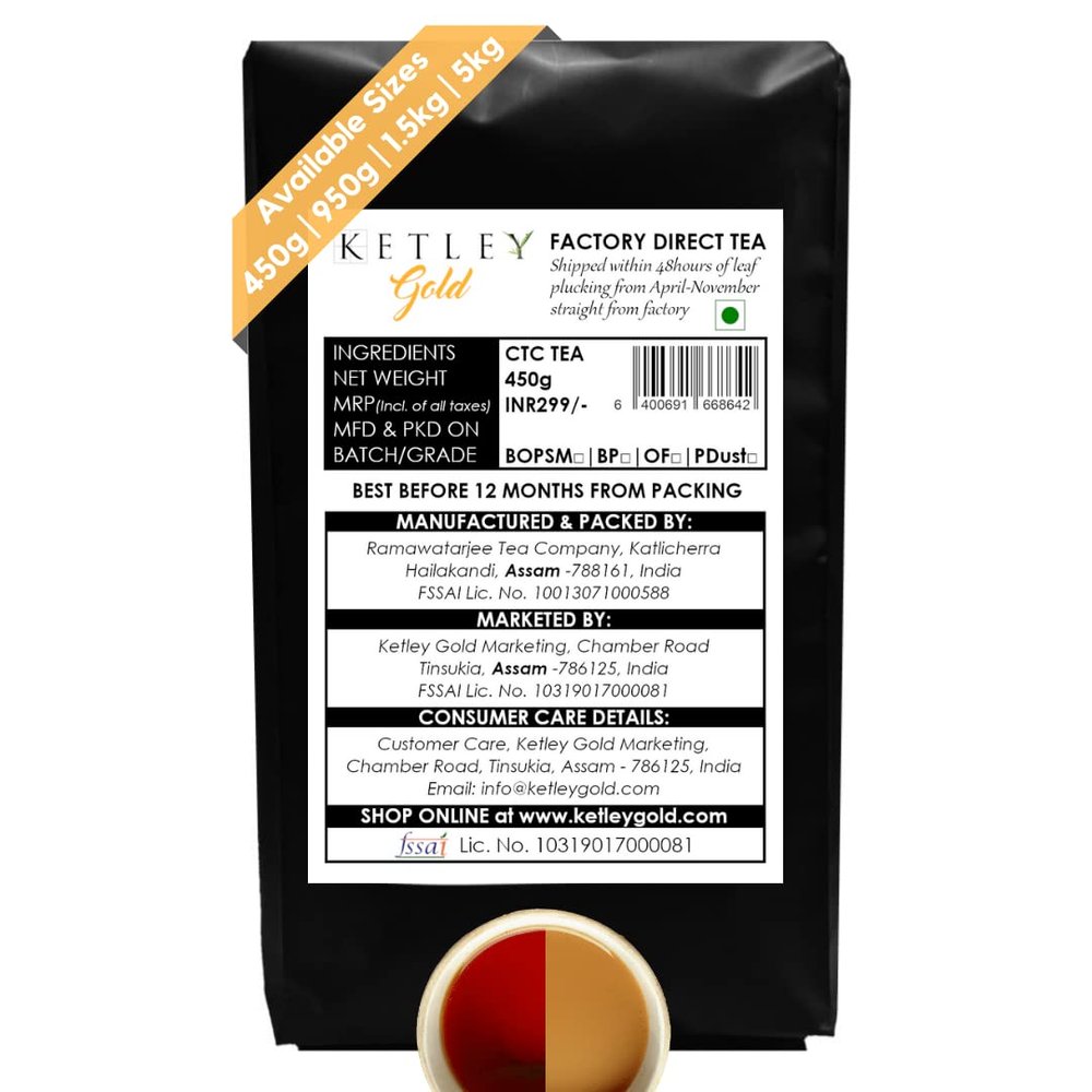 Ketley Gold Assam Tea - Factory Direct, 450g | Garden Fresh shipped within 48 Hours of Plucking from Katlicherra Tea Estate