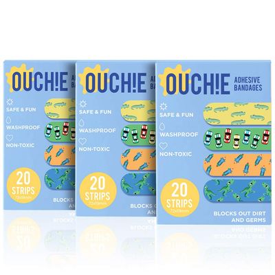 Aya Papaya Ouchie Non-Toxic Printed Bandages Combo Triple Combo (3 X 20= 60 Pack)- (Blue)