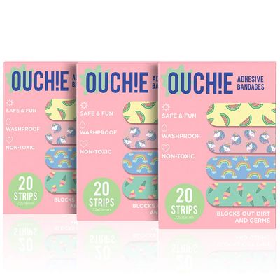 Aya Papaya Ouchie Non-Toxic Printed Bandages Combo Set Of 3 (3 X 20= 60 Pack)- (Pink)