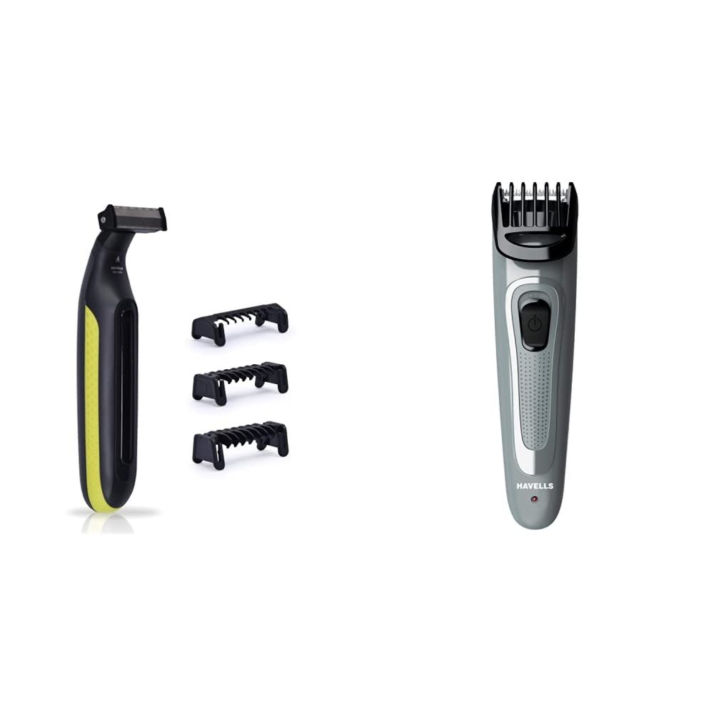 Havells ST7000 Rechargeable Dual-Blade Shimmer (Shaver cum Trimmer) with 3 Trimm + Havells BT5100C Micro USB rechargeable Beard & Moustache Trimmer with hypoallerg