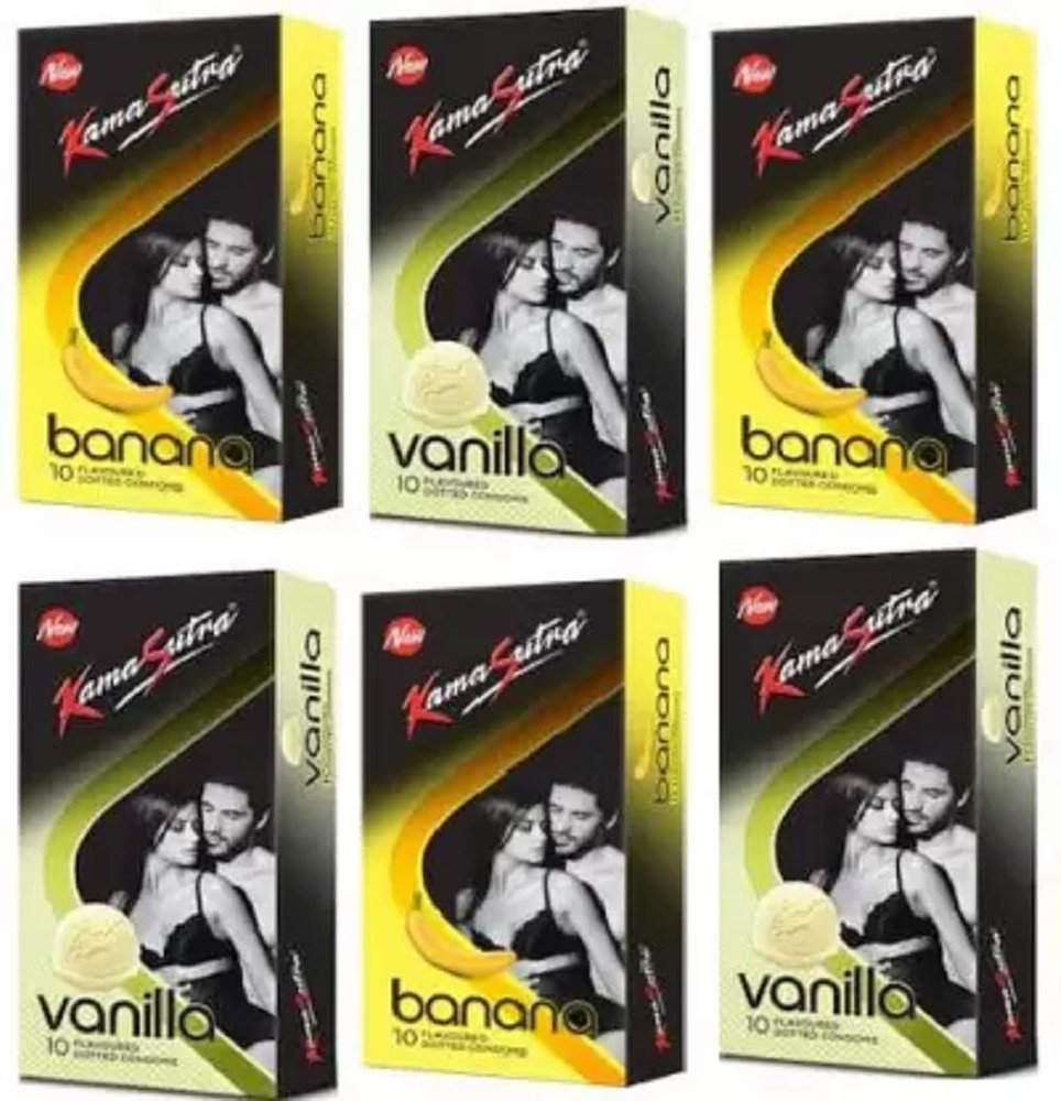 KamaSutra 3 Banana and 3 Vanilla Condom (Pack of 6, 60S)