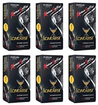 KamaSutra Long Last Extended Pleasure Series, 12X6=72 (Concealed/Confidential Packaging) Condom (Pack of 6, 72S)