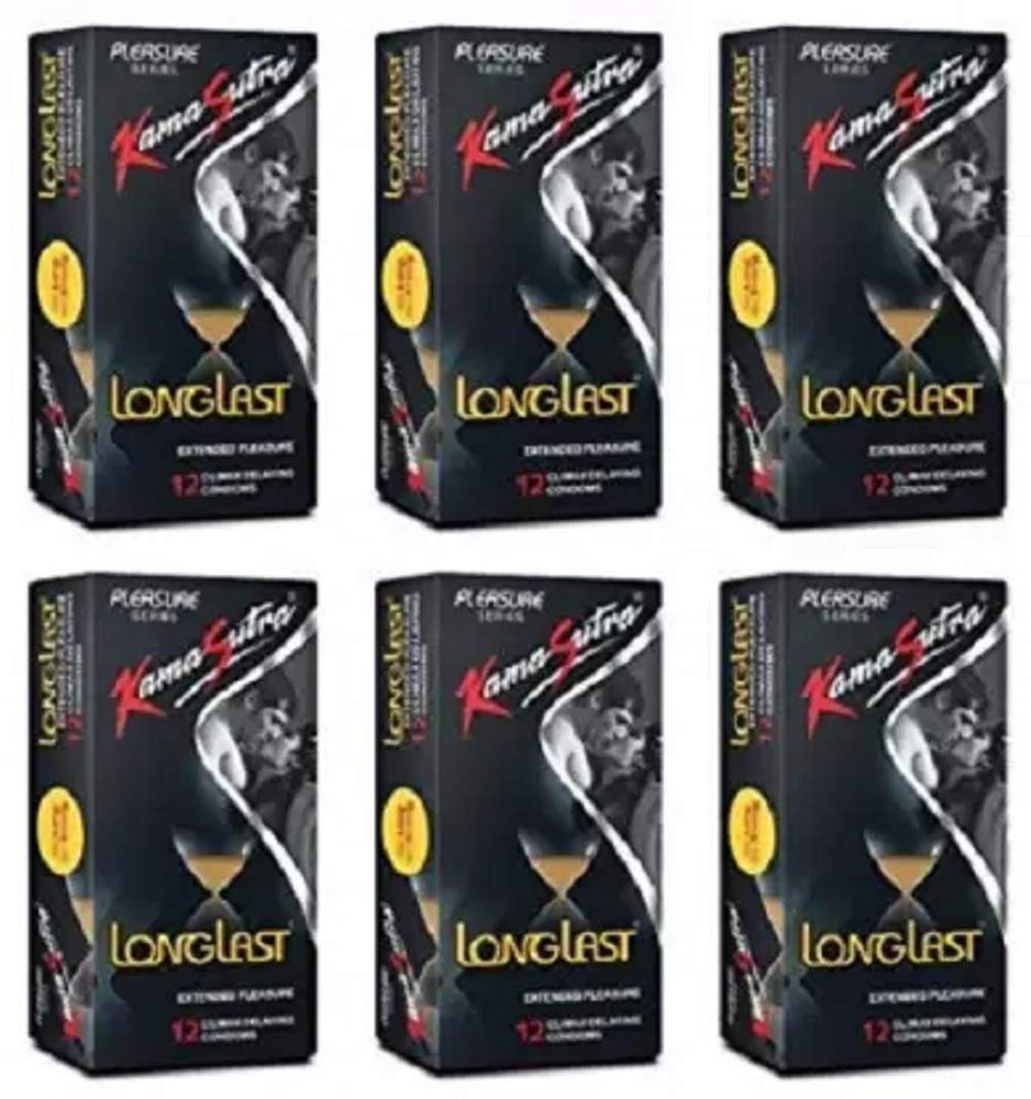 KamaSutra Long Last Extended Pleasure Series, 12X6=72 (Concealed/Confidential Packaging) Condom (Pack of 6, 72S)