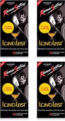 KamaSutra Long Lasting Extended Pleasure Condoms (Pack of 4, 40S) Condom (Pack of 4, 40S)