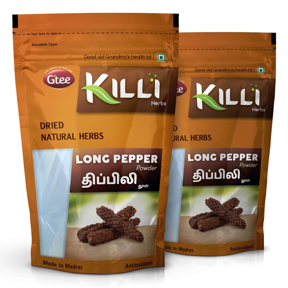 KILLI Long Pepper | Thippili | Piper longum | Pippali Powder, 100g (Pack of 2)