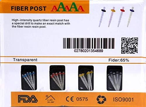 Dental Fiber Post Kit of 20 Posts + 4 Drills