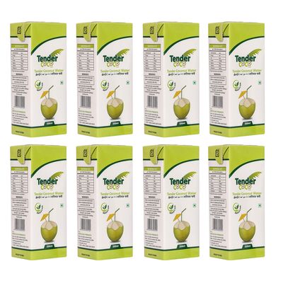 Tender COCO 100% Natural Tender Coconut Water, Tetra Pack 200ml (Pack of 8)