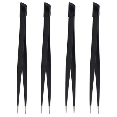 4 Pcs Multifunctional Manicure Tweezers Professional Pointed Tweezer with Rubber Embossing End for Manicure Nail Art