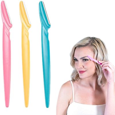 Anugrah 3 pis Eyebrow Razors Precision Sharpness for Trimming and Shaping Eyebrows- Multipurpose Exfoliating Face Razor and Under Arms and Under Lag Razor