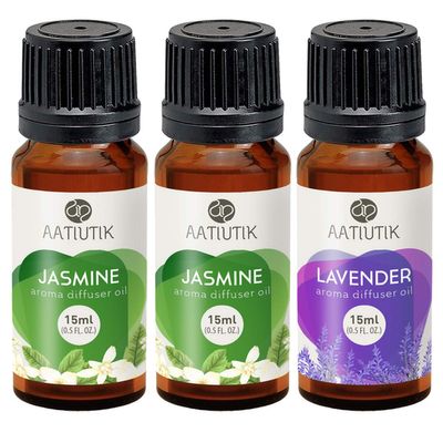 Aatiutik Essential Anti Bacterial Aroma Oil Diffuser for Home Electric and Tlight Diffuser | Home Fragrance | Jasmine and Lavender for Home Office Spa Hotel - Set of 3, 15 ML Each