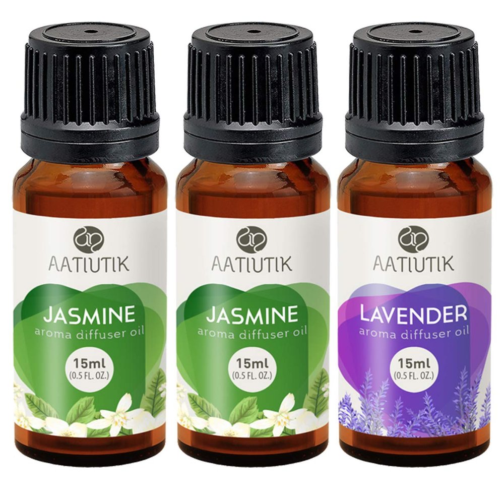 Aatiutik Essential Anti Bacterial Aroma Oil Diffuser for Home Electric and Tlight Diffuser | Home Fragrance | Jasmine and Lavender for Home Office Spa Hotel - Set of 3, 15 ML Each