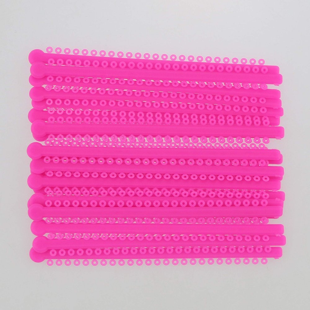 Assorted Dental Ligature Elastic Rubber Ties Orthodontic Bands for Braces Brackets (PINK(3#))