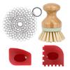 Cast Iron Cleaner kit, Wood Scrub Cleaning Brush, Stainless Steel Chainmail Scrubber, Pan Scrapers, Kitchen Cleaning view 1