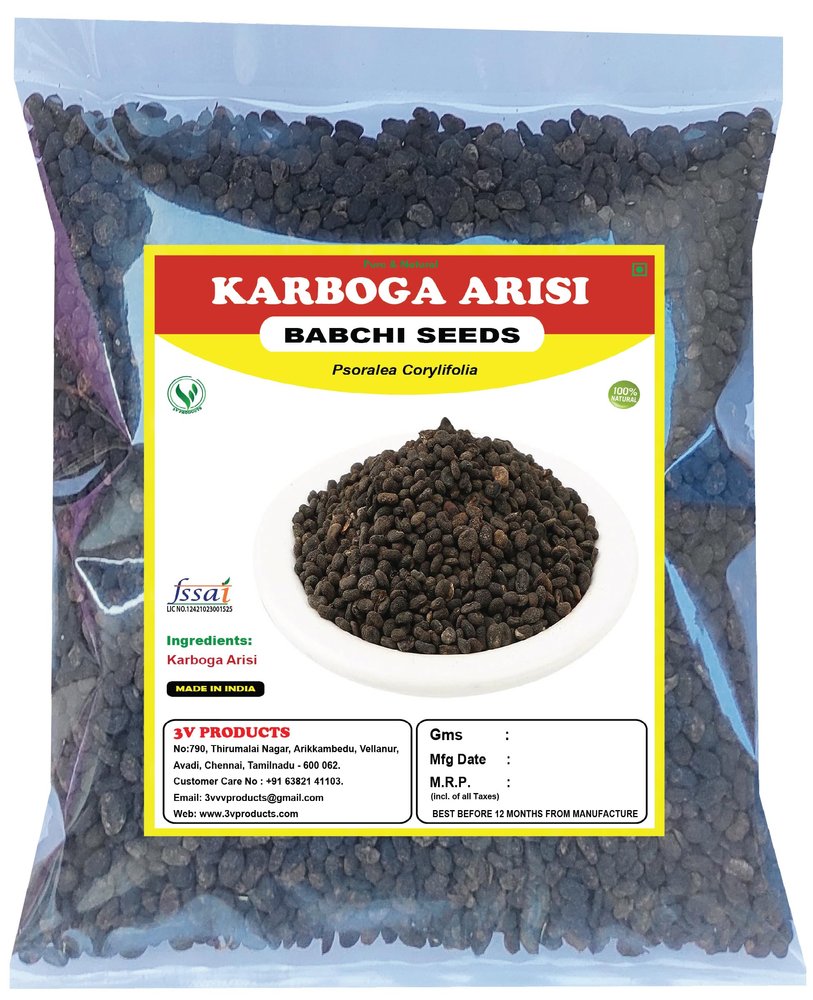 3V PRODUCTS Karboga Arisi (Raw) Babchi Seeds | Psoralea Corylifolia 100g