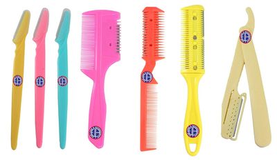 Ear Lobe & Accessories 3pcs Eye Brow Razor + 3pcs Hair Cut Styling Razor Comb + 1 pcs Men Shaving Disposable Razor