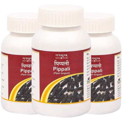 Tansukh Pippali Powder - Pack of 3 (60g Each) Ayurvedic Pipali Churna, Long Pepper Piper Longum | Authentic Spice from India | Immunity Booster | Ideal for Cooking, Seasoning, and Ayurvedic Use