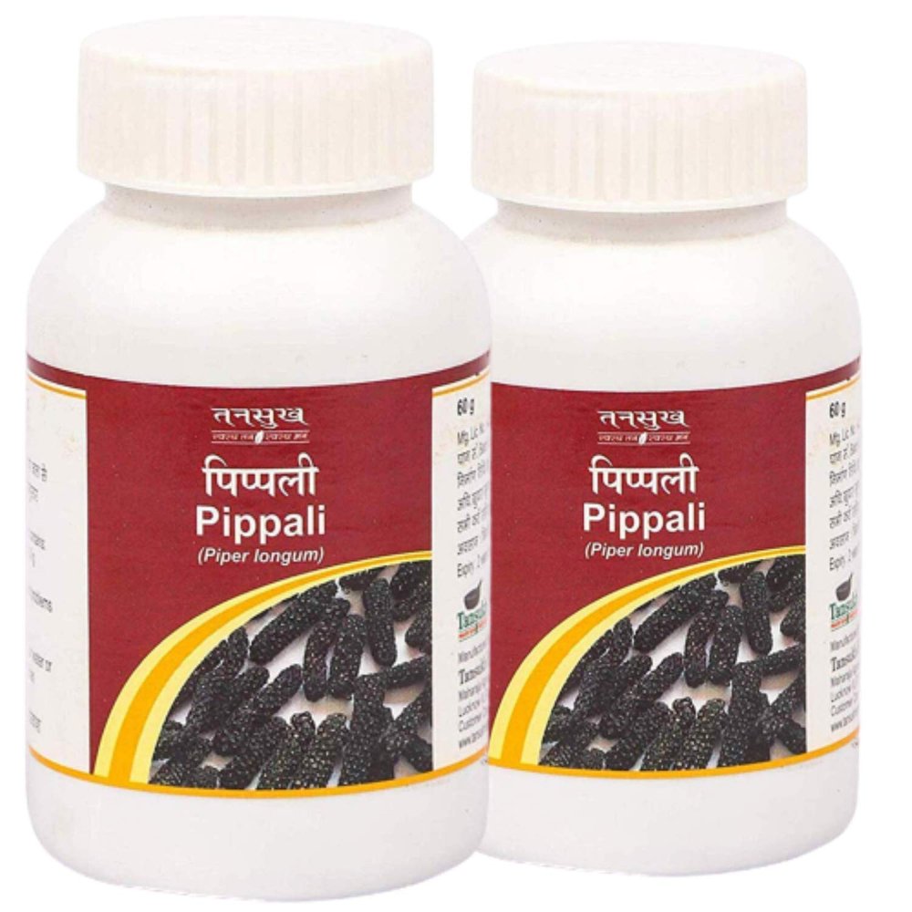 Tansukh Pippali Powder- Pack of 2 (60g Each) Ayurvedic Pipali Churna, Long Pepper Piper Longum | Authentic Spice from India | Immunity Booster | Ideal for Cooking, Seasoning, and Ayurvedic Use
