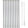 Okuna Outpost 10 Extra Wide Boba Straws with 2 Cleaning Brushes, Reusable Metal (12 Pieces) view 1