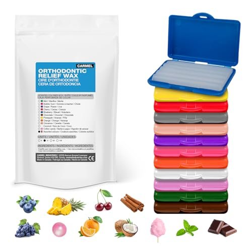 Carmel Orthodontic Wax, Pack of 12 (Assorted Scented Box), Dental Patient Wax, Relief Wax, Wax for Braces, Dental appliances, Damaged teeth