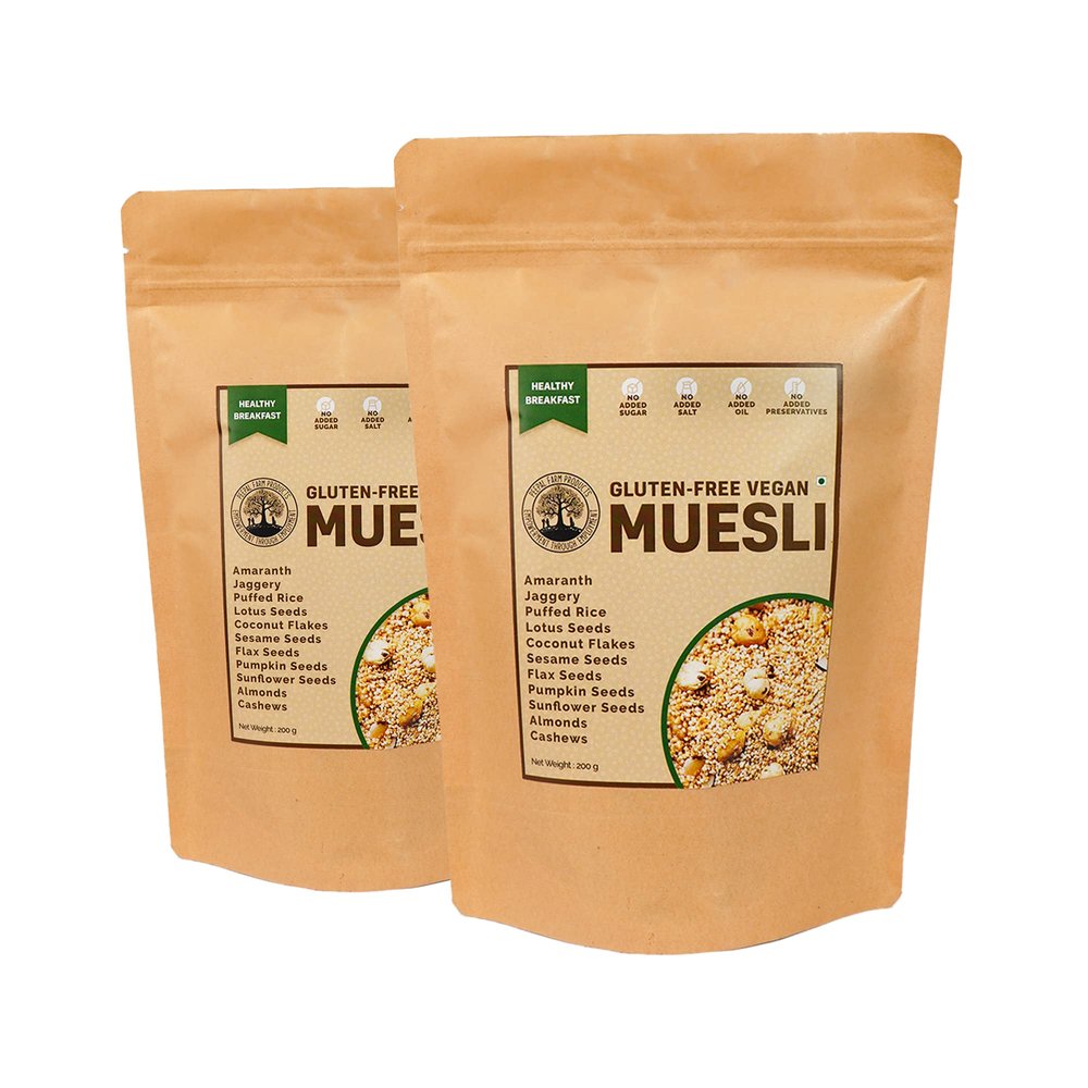 Peepal Farm Gluten-Free Muesli | Handmade Wholegrain Breakfast Cereal | 100% Vegan | No Added Sugar, No Added Artificial Flavors & Preservatives | Pack of 2 (200g Each)