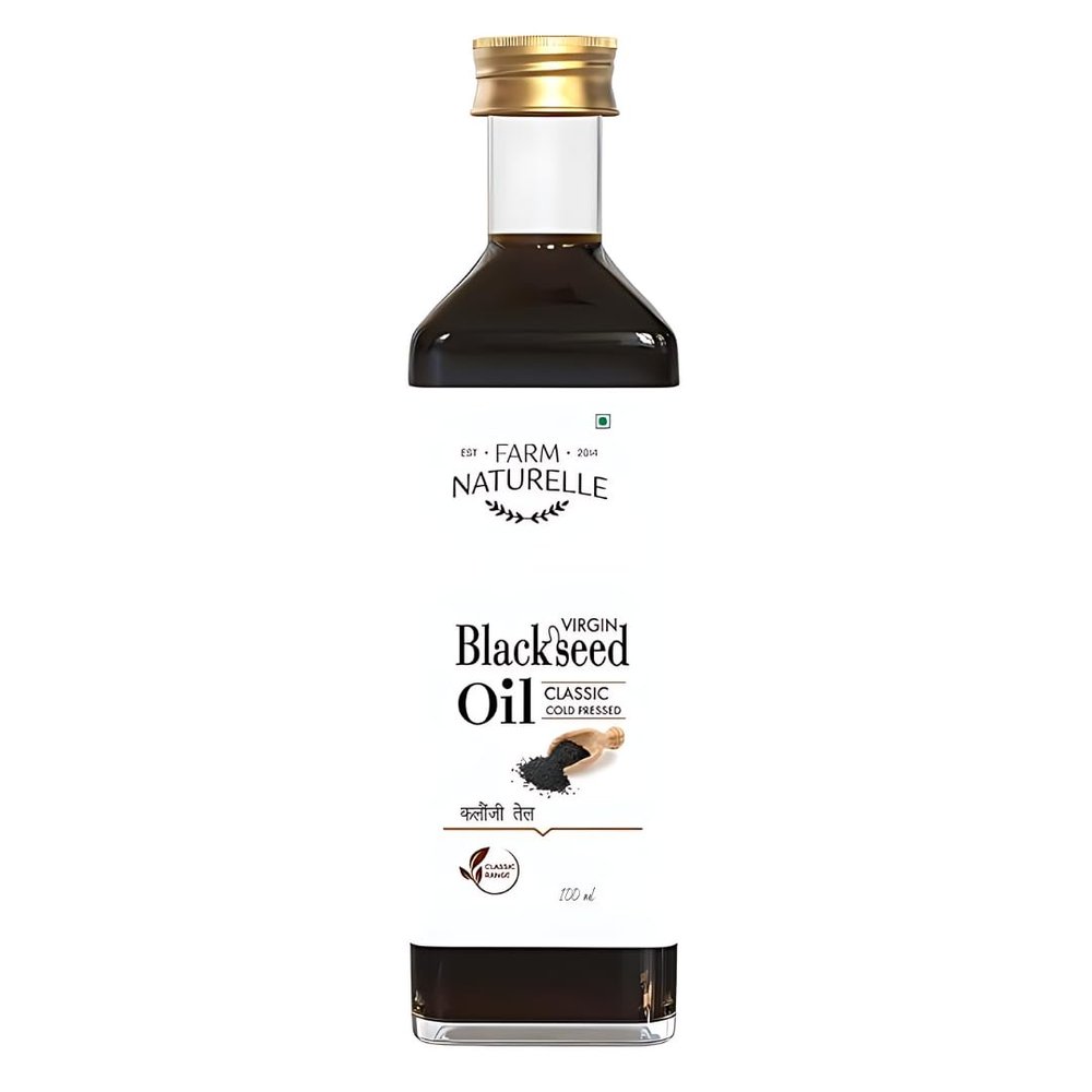 Farm Naturelle Black Seed Oil (Kalonji) - 100ml | Pure & Natural | 100% Cold-Pressed, High Thymoquinone | Help in Stronger Hair & Smoother Skin