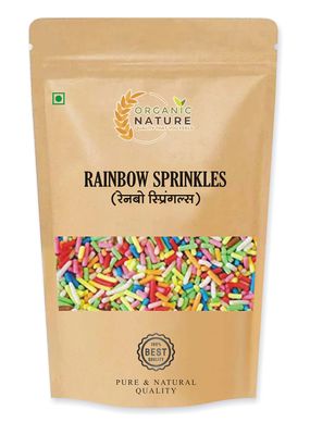 Organic Nature : Sprinkles - Baking/Ice Creams/Desserts/Cake Decorations (Confeito Rainbow Vermicelli (Sprinkles) Pack Of 200 Gram (Pack Of 300 Gram)