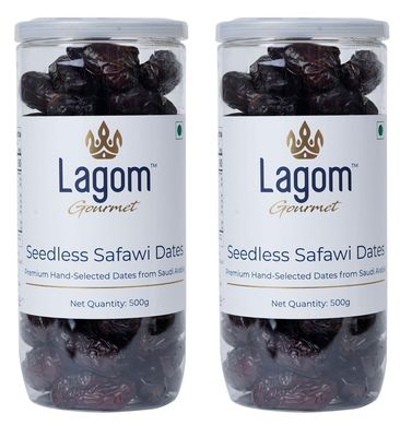 Lagom Gourmet Seedless Safawi Dates 1 kg | Premium Dry Fruits | All-Natural | No Added Sugar | No Preservatives | Gluten-Free | Vegan | Non-GMO | Khajur/Khajoor/Khejur