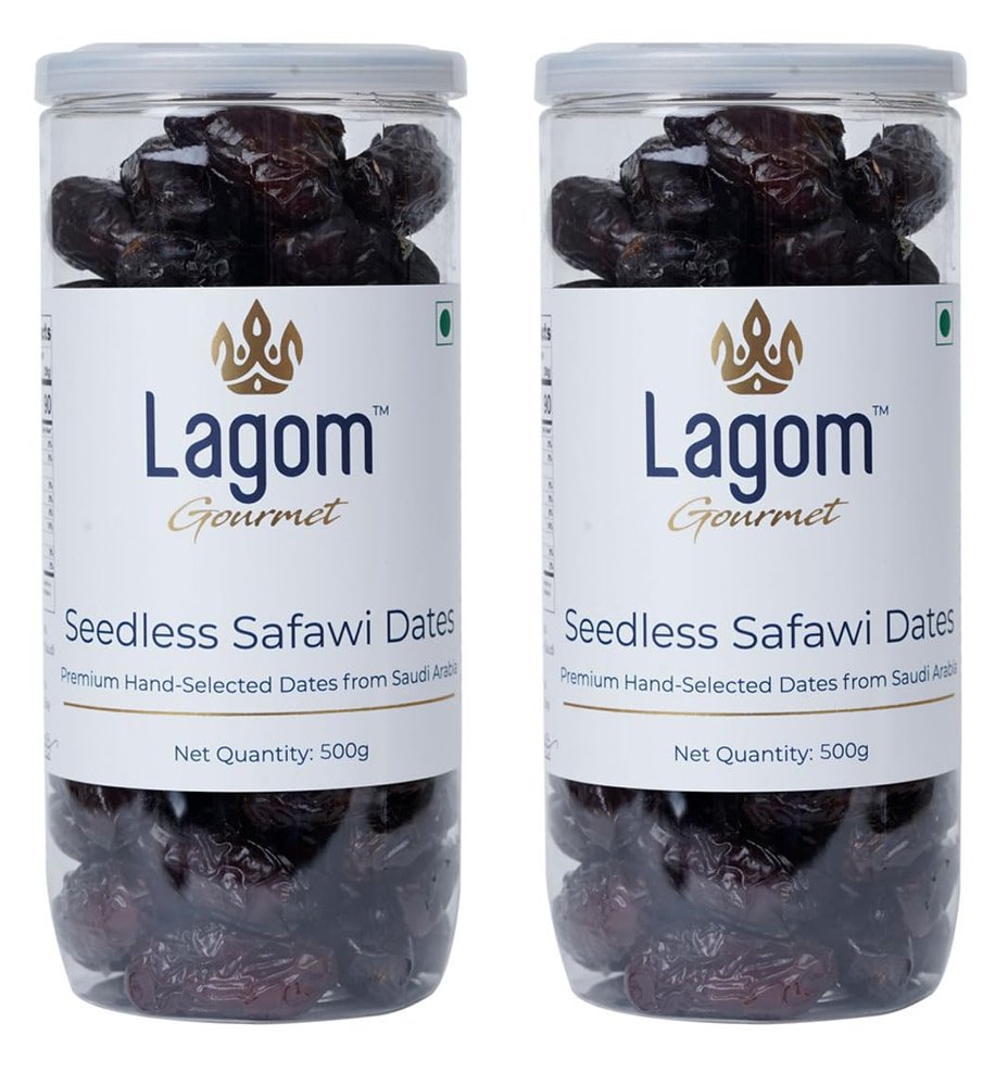 Lagom Gourmet Seedless Safawi Dates 1 kg | Premium Dry Fruits | All-Natural | No Added Sugar | No Preservatives | Gluten-Free | Vegan | Non-GMO | Khajur/Khajoor/Khejur