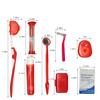 Boxed Portable Orthodontic Care Kit Orthodontic Toothbrush Kit for Braces for Orthodontic Patient Travel Oral Care Kit Dental Travel Kit Interdental Brush Dental Wax Dental Floss (8 Pcs/Pack)-Red view 2