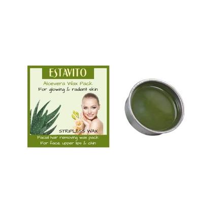 ESTAVITO Women Aloevera Wax Pack 80 Gms | Katori Wax | Facial Hair Removing Wax Pack | For Face,Upper Lips And Chin | Get Free Spatula