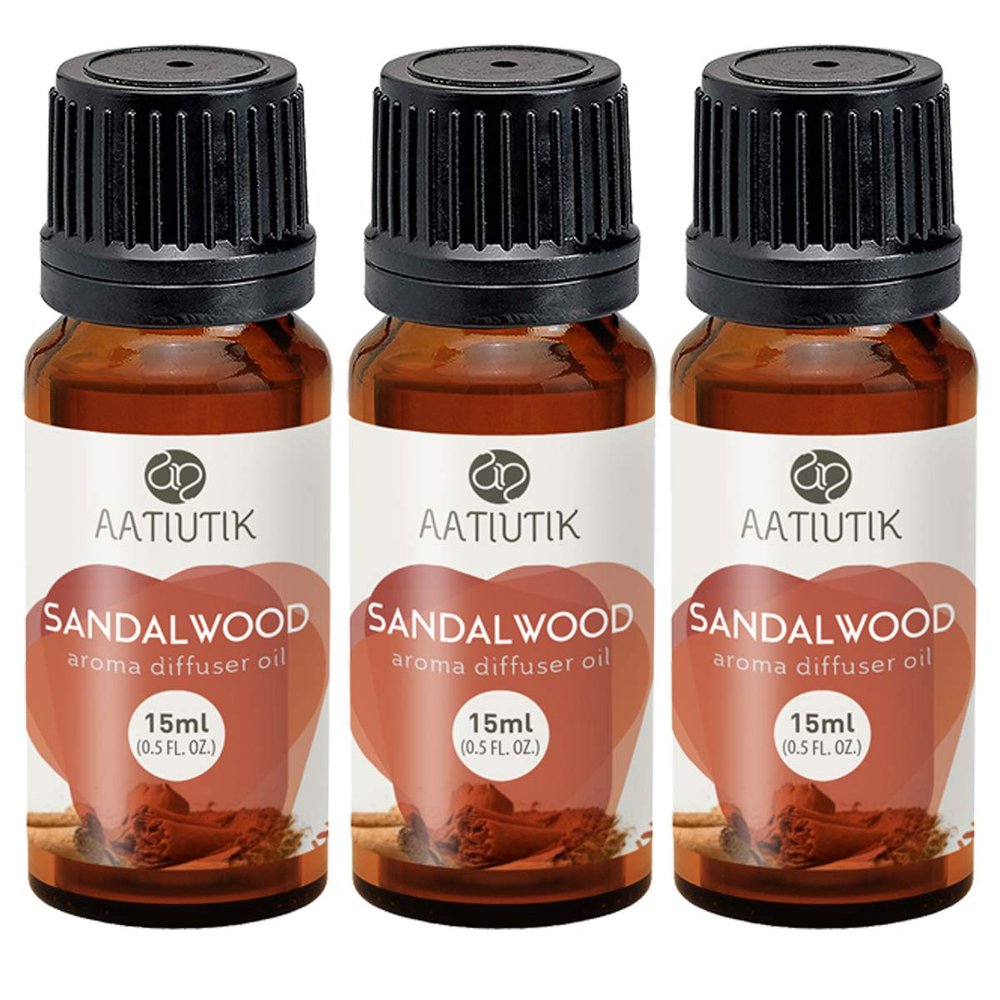 Aatiutik Essential anti Bacterial Aroma Oil Diffuser for Home Electric and Tlight Diffuser | Home fragrance | Sandalwood Aroma Diffuser Oil for Home Office Spa Hotel - set of 3, 15 ML Each
