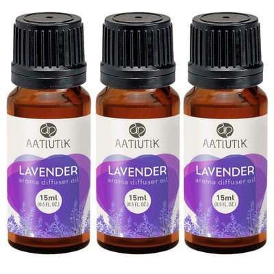 Aatiutik Essential Oil Diffuser for Home - Electric & Tlight Aroma Diffuser Set of 3 - Lavender Fragrance 15ML Each - Ideal Home Fragrance Oil for Office, Spa, Hotel Use - Anti-Bacterial Formula