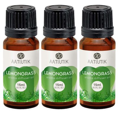 Aatiutik Essential anti Bacterial Aroma Oil Diffuser for Home Electric and Tlight Diffuser | Home fragrance | Lemongrass Aroma Oil Diffuser for Home Office Spa Hotel - set of 3, 15 ML Each
