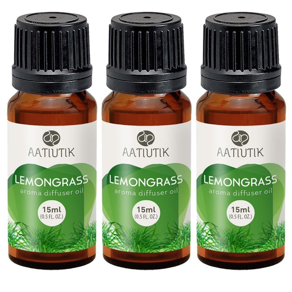 Aatiutik Essential anti Bacterial Aroma Oil Diffuser for Home Electric and Tlight Diffuser | Home fragrance | Lemongrass Aroma Oil Diffuser for Home Office Spa Hotel - set of 3, 15 ML Each