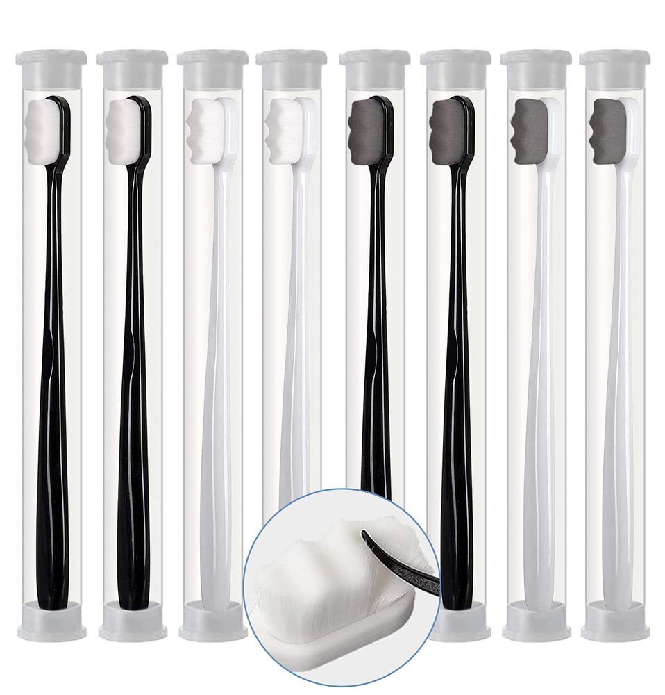 8 Pcs Extra Soft Toothbrush Extra Soft Wave Soft-Bristled Nano Toothbrush Ultra Soft Bamboo Charcoal Bristles 20000 Soft Floss Bristle Toothbrush Oral Care Teeth Cleaning For Sensitive Fragile Gums