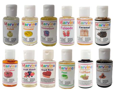 MASTER ROYAL BACKNCOOK TOOLS Marvino Perfect Flavour Essence Extracts for Flavouring Cakes Sweets Chocolate ice-Creams Shakes - Set of 12