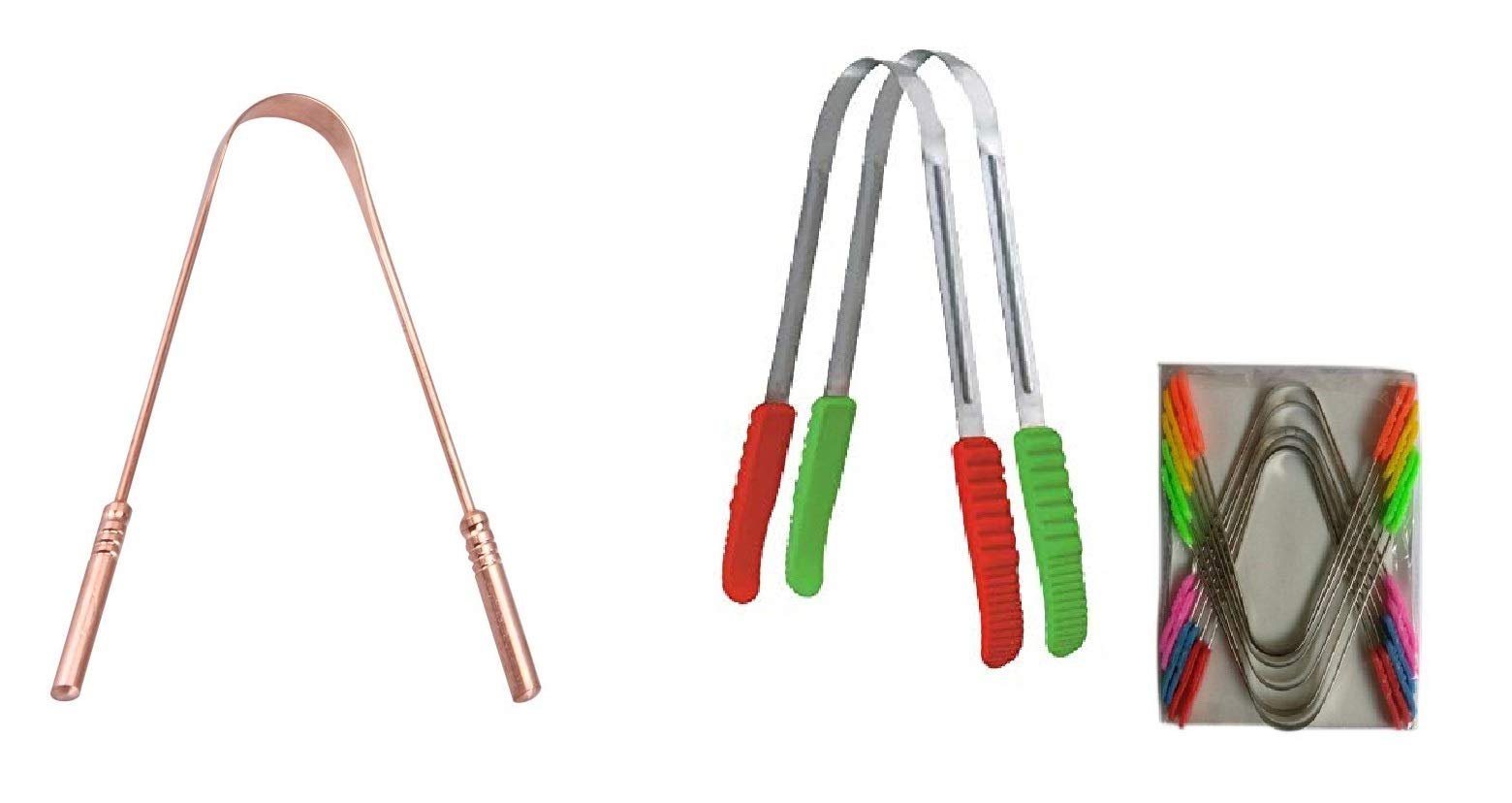 Copper Tongue Cleaner with Copper Handle for Extra Grip Scrapers Flexible Comfortable Design For Men and Women Perfect Quality + + Extra Free - Free 10 Pieces Steel Tongue Cleaner with Plastic Handle